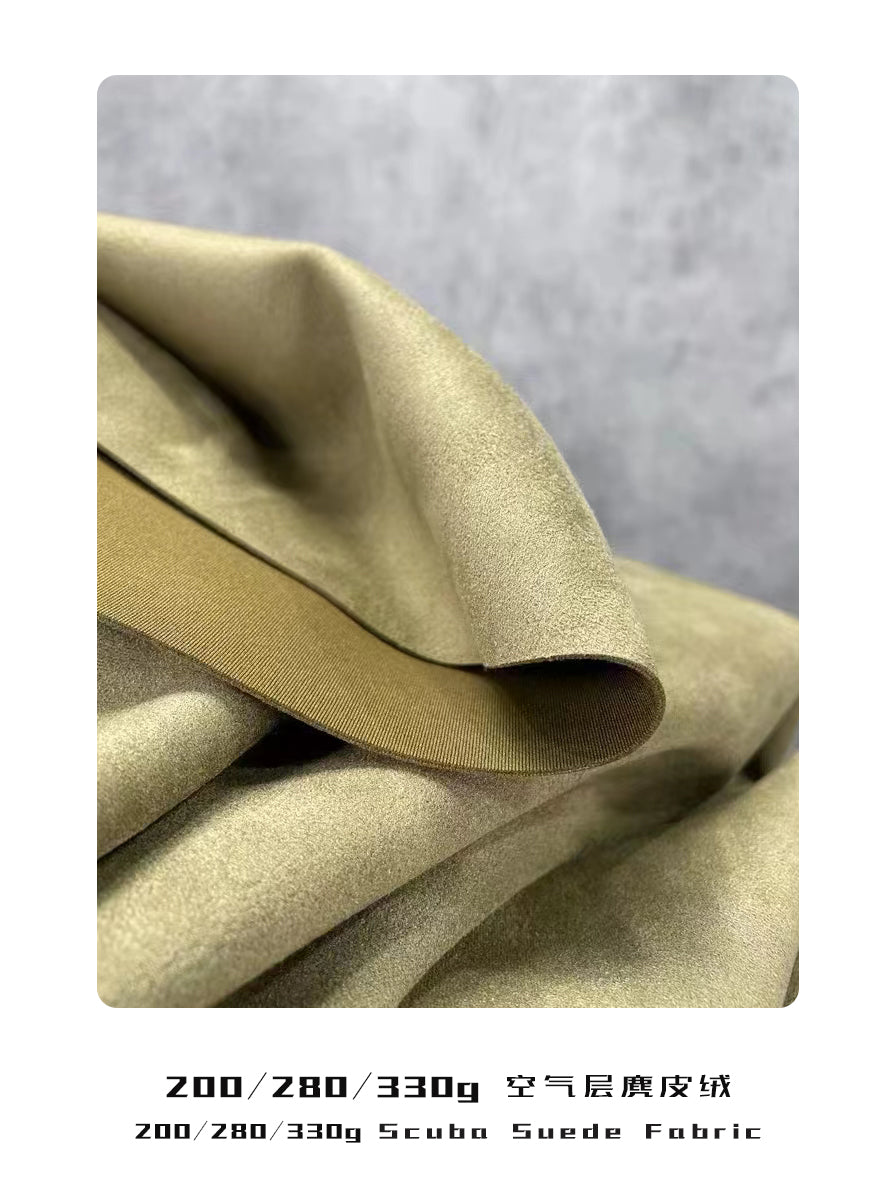 Scuba Suede Fabric – Microfiber Suede with Knitted Backing & Snow-like Shading Effect