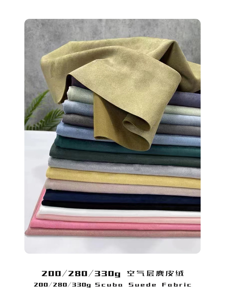 Scuba Suede Fabric – Microfiber Suede with Knitted Backing & Snow-like Shading Effect