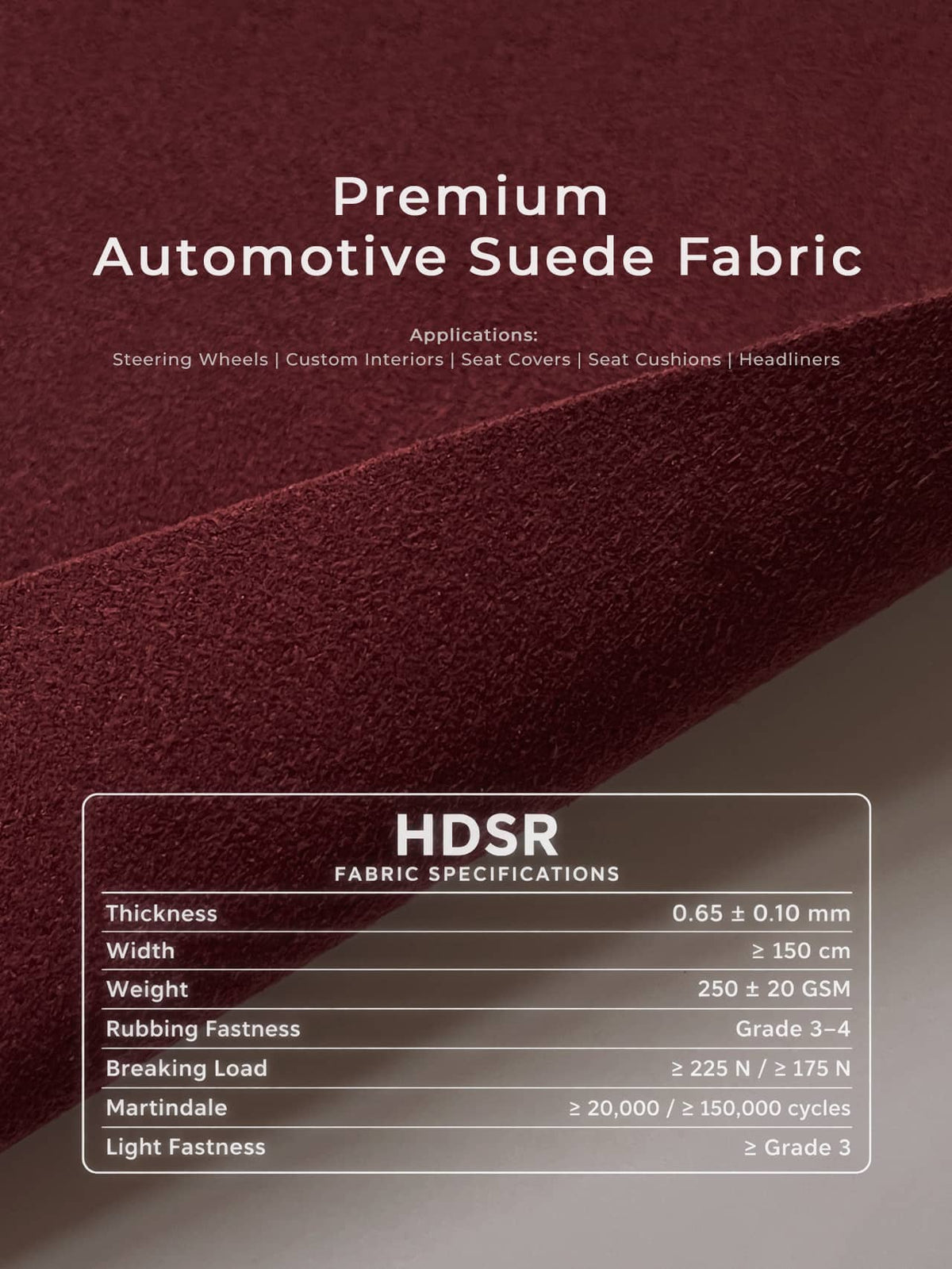 Premium Double-Sided Automotive Suede Fabric 250GSM – HDSR