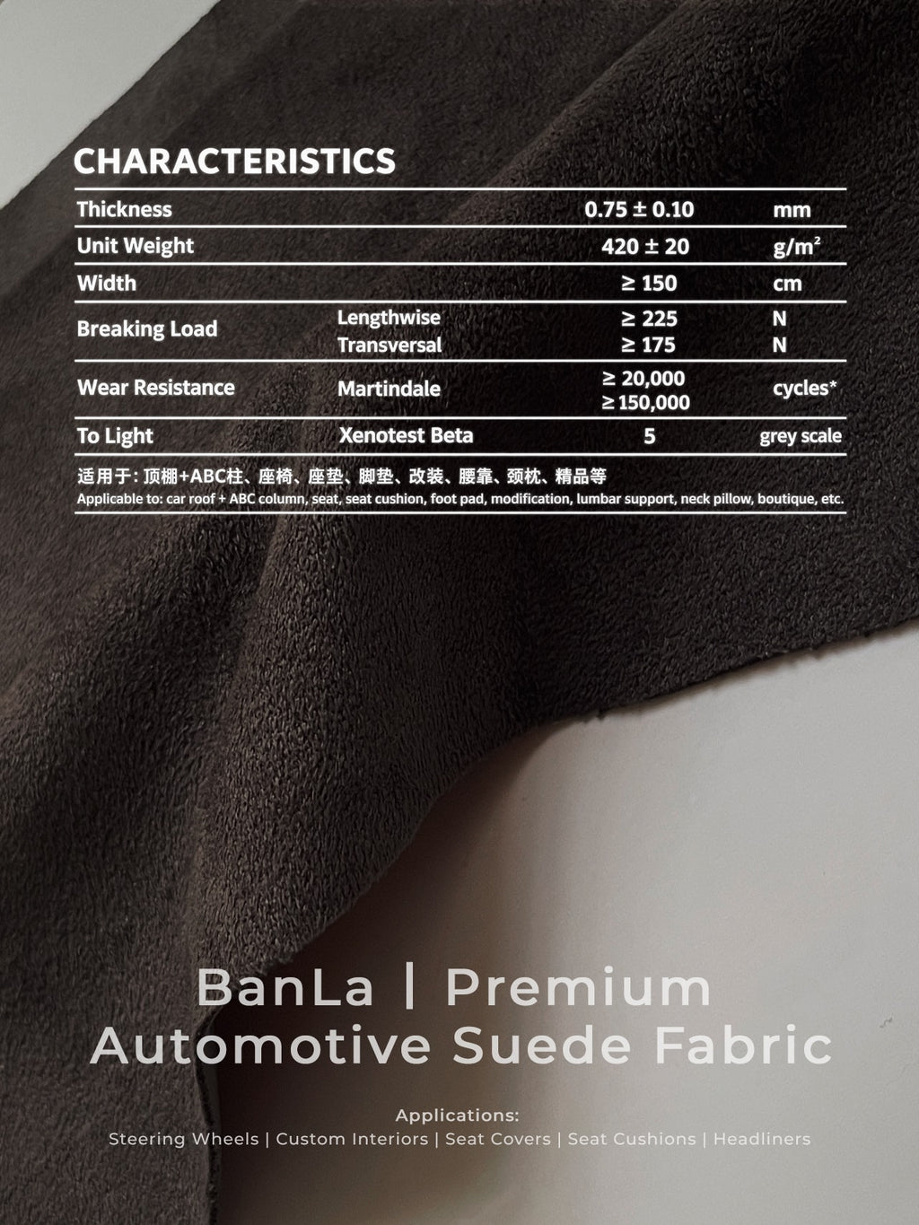 Premium Long-Nap Automotive Suede Fabric 420GSM – BanLa