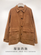 Flocked Suede Fabric 340gsm Non-Stretch Fine Grain Texture for Jacket